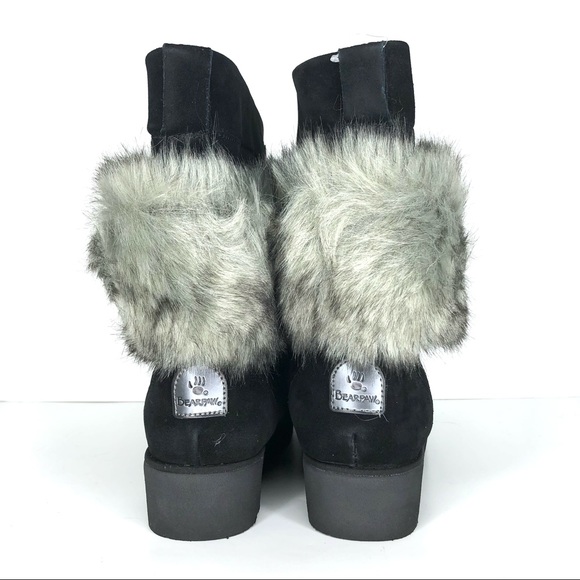 NIB Bearpaw Arden Boots in Black Women’s 9 Winter Pull On Sheep Fur Lined Shoes - Picture 3 of 8